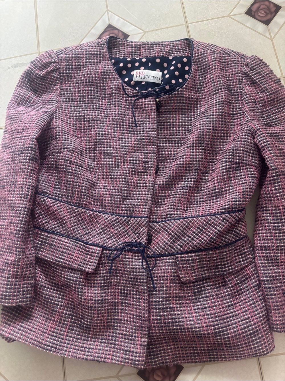 RED Valentino Pink and Navy Tweed Blazer
